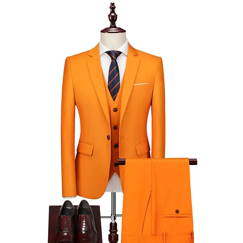 Men 3-Piece Blazer & Vest & Slant Pocket Tailored Pants Set