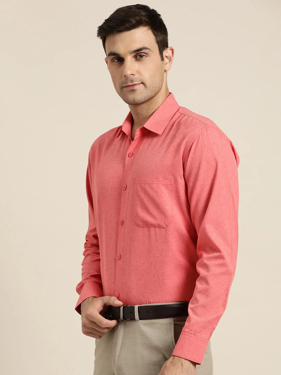 Men's Cotton Coral Casual Shirt