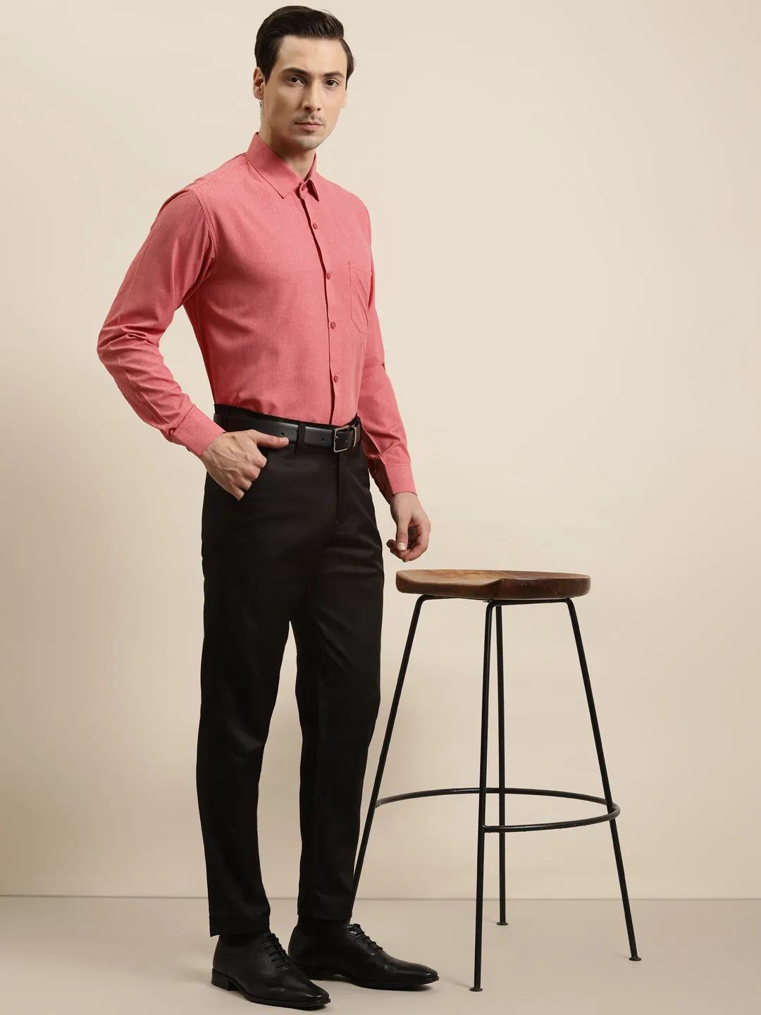 Men's Cotton Coral Formal Classic Shirt - Sojanya