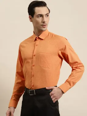 Men's Cotton Orange Formal Classic Shirt - Sojanya