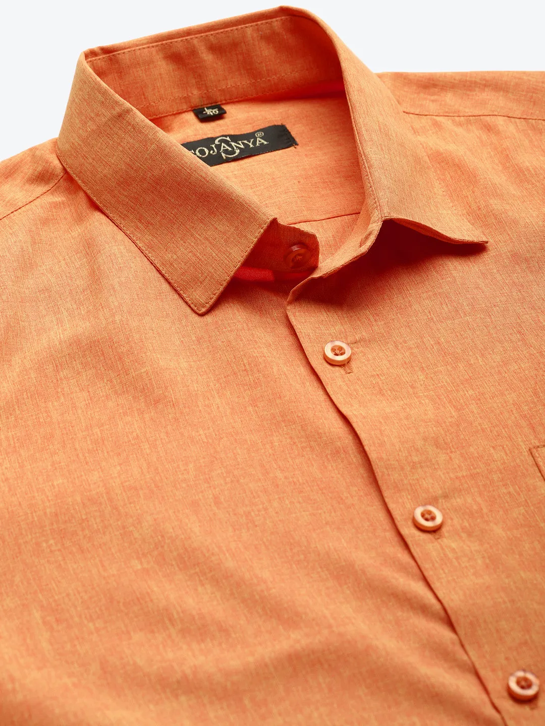 Men's Cotton Orange Formal Classic Shirt - Sojanya