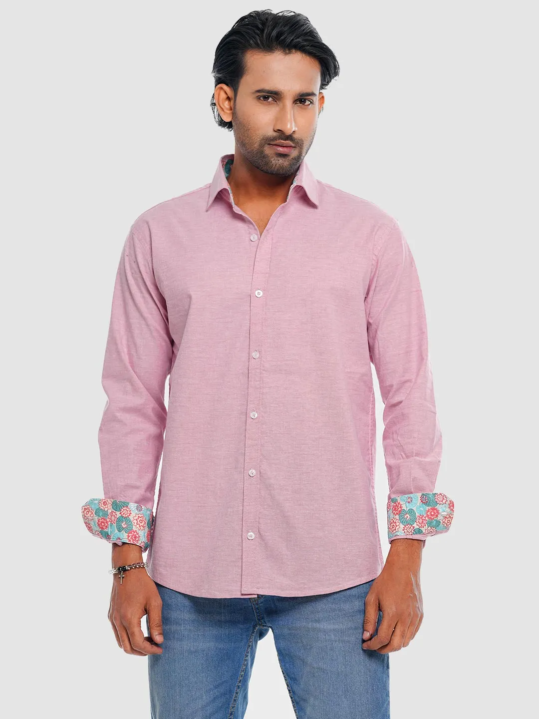 Men's Full Sleeve Shirt in Pastel Pink