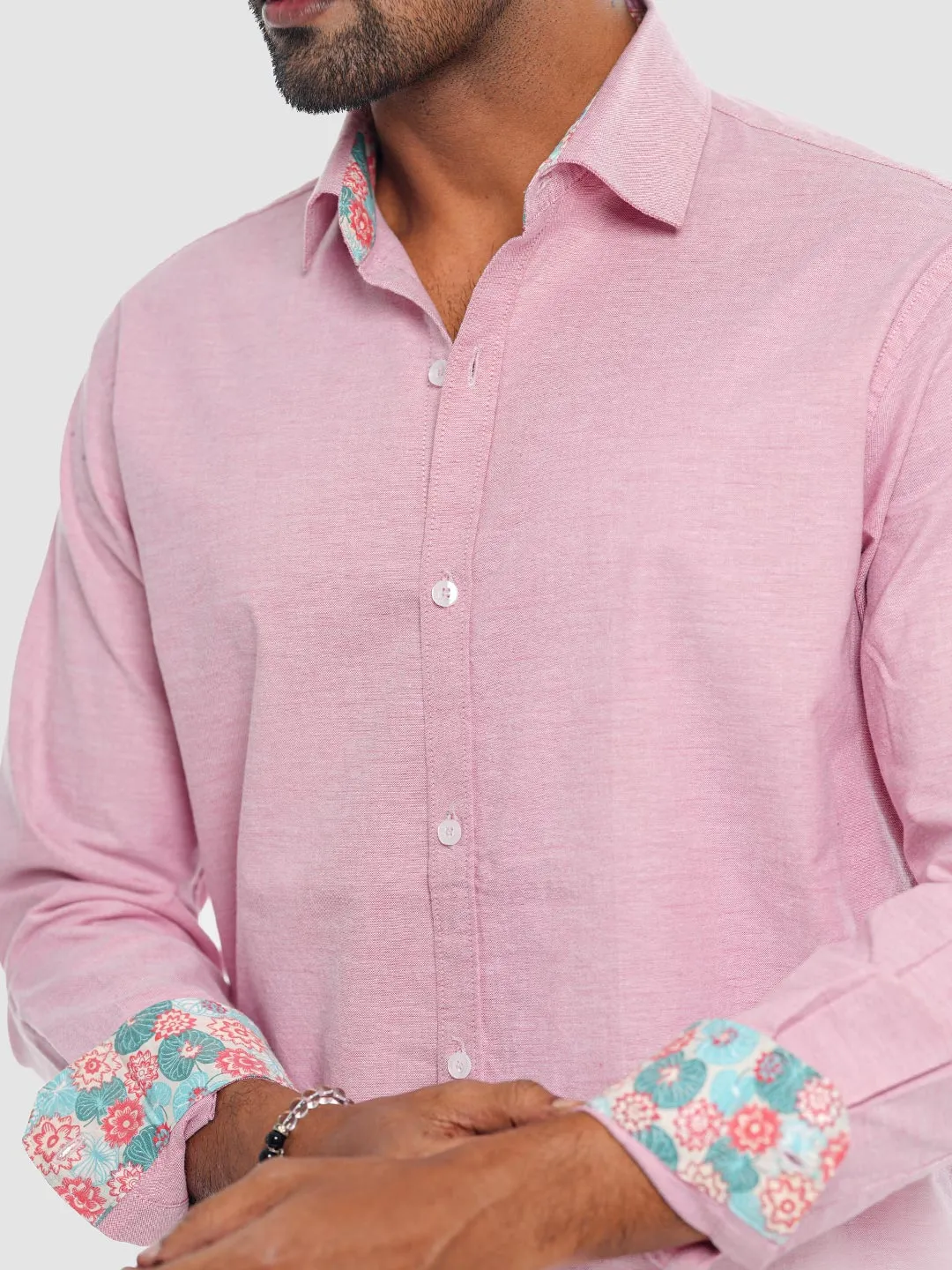 Men's Full Sleeve Shirt in Pastel Pink