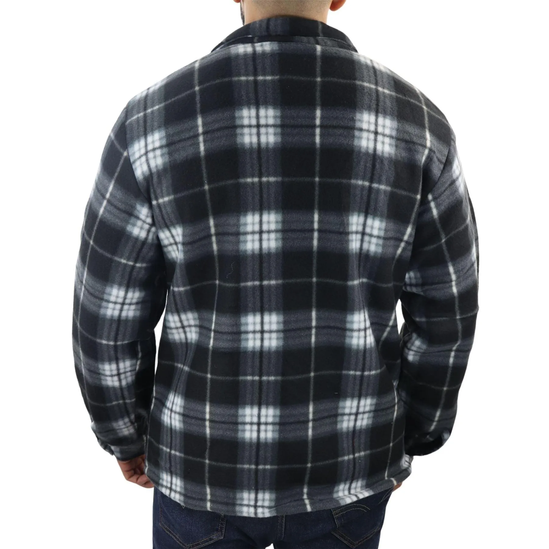 Men's Jumper Thermal Fleece Fur Lined Lumberjack Zipped Check Winter Shirt