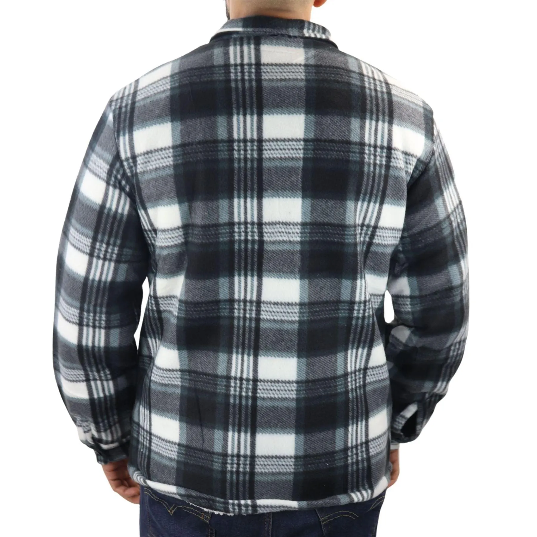 Men's Jumper Thermal Fleece Fur Lined Lumberjack Zipped Check Winter Shirt