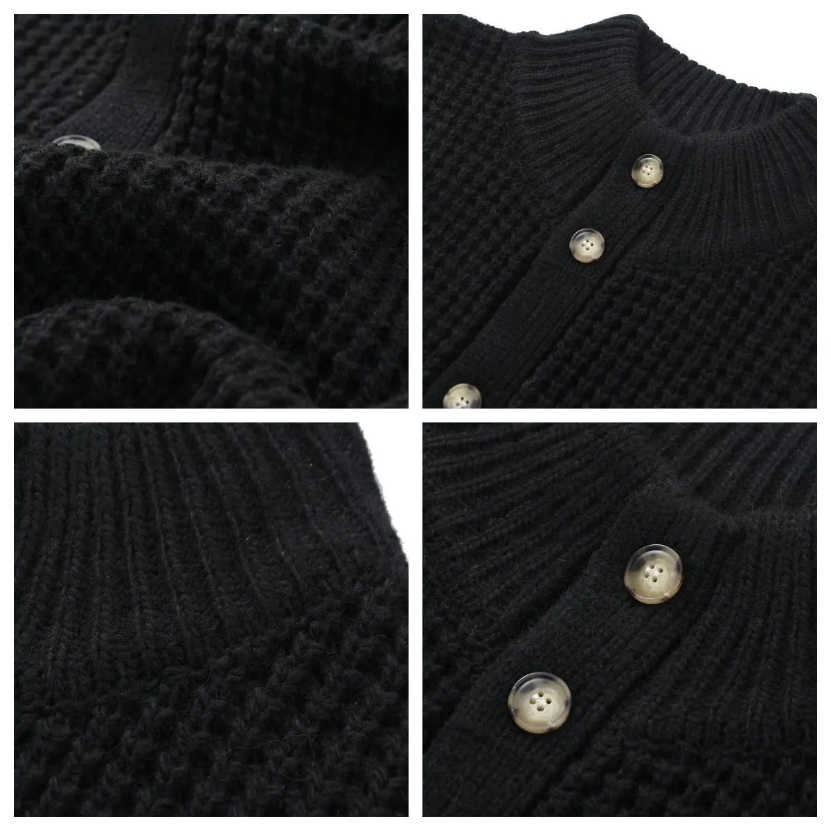 Men's Stand Collar Waffle Woolen Cardigan