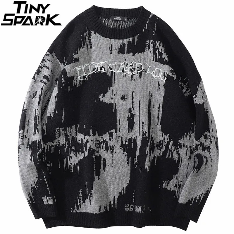 Men's Streetwear Knitted Sweater Pullover with Embroidery