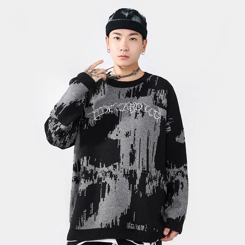 Men's Streetwear Knitted Sweater Pullover with Embroidery