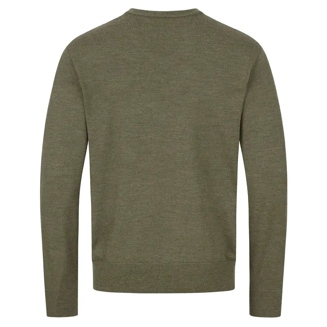 Merino V-Neck Sweater - Dark Olive by Blaser