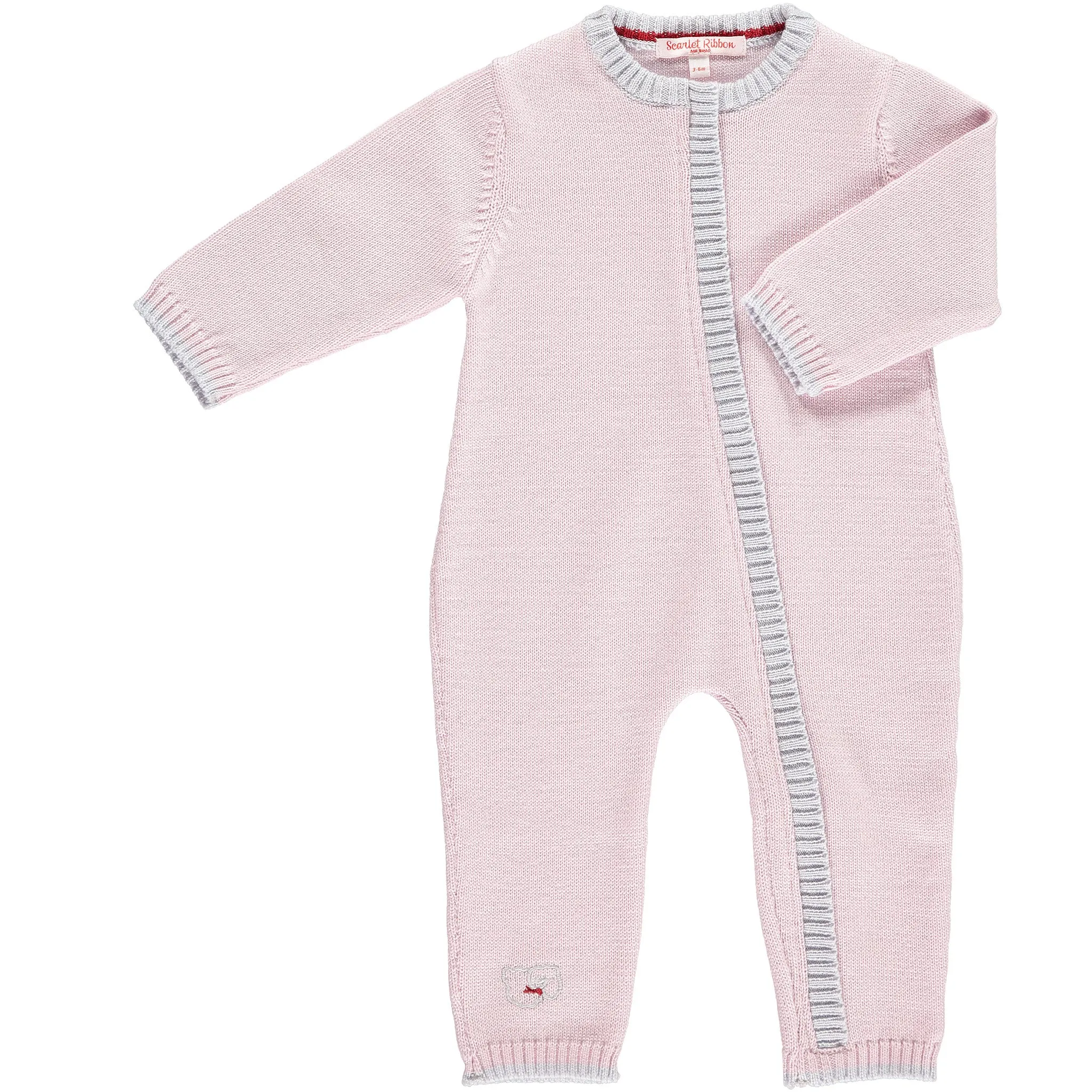 Merino Zip-Up Baby Daysuit - Petal