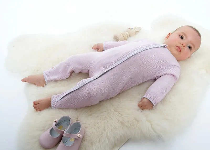 Merino Zip-Up Baby Daysuit - Petal