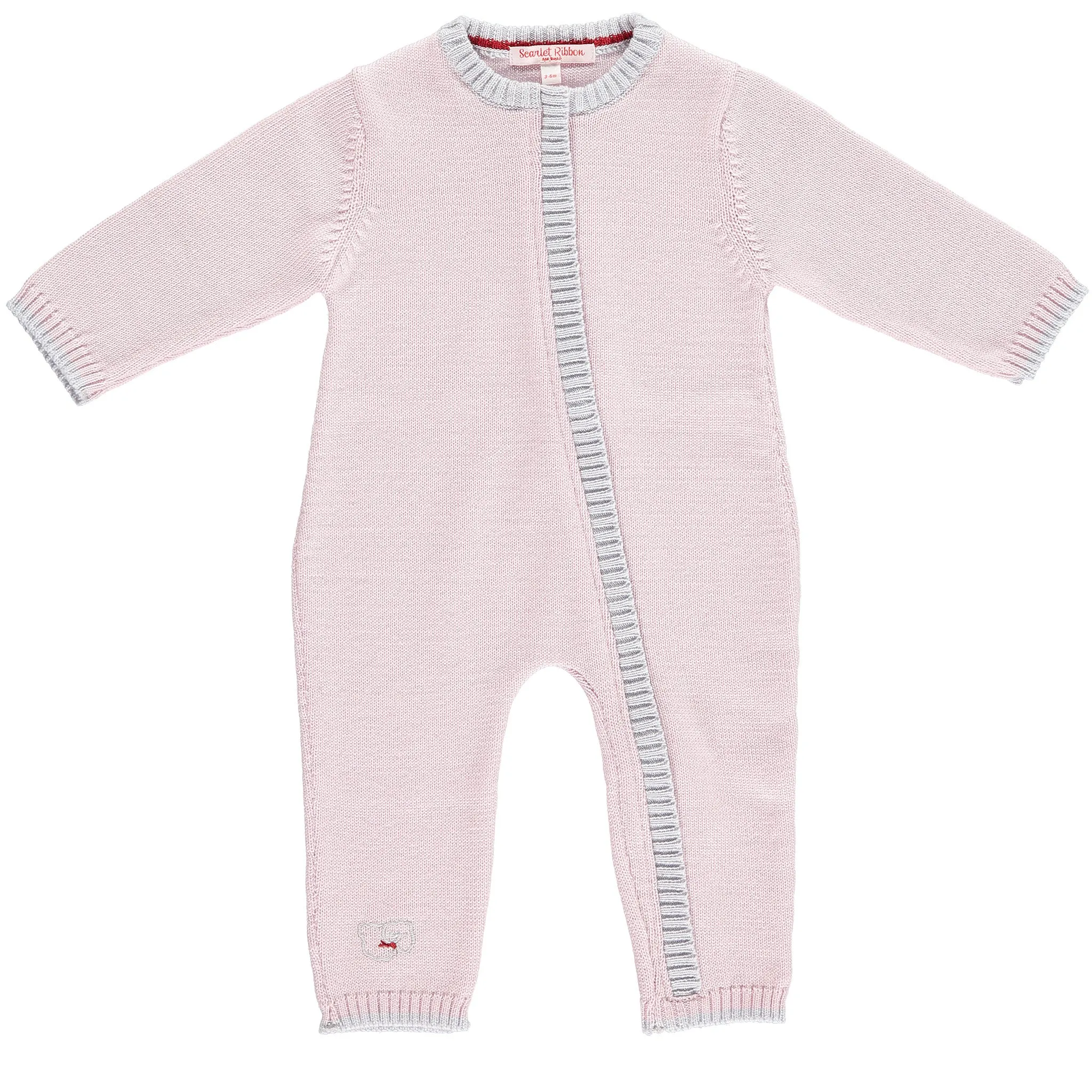 Merino Zip-Up Baby Daysuit - Petal