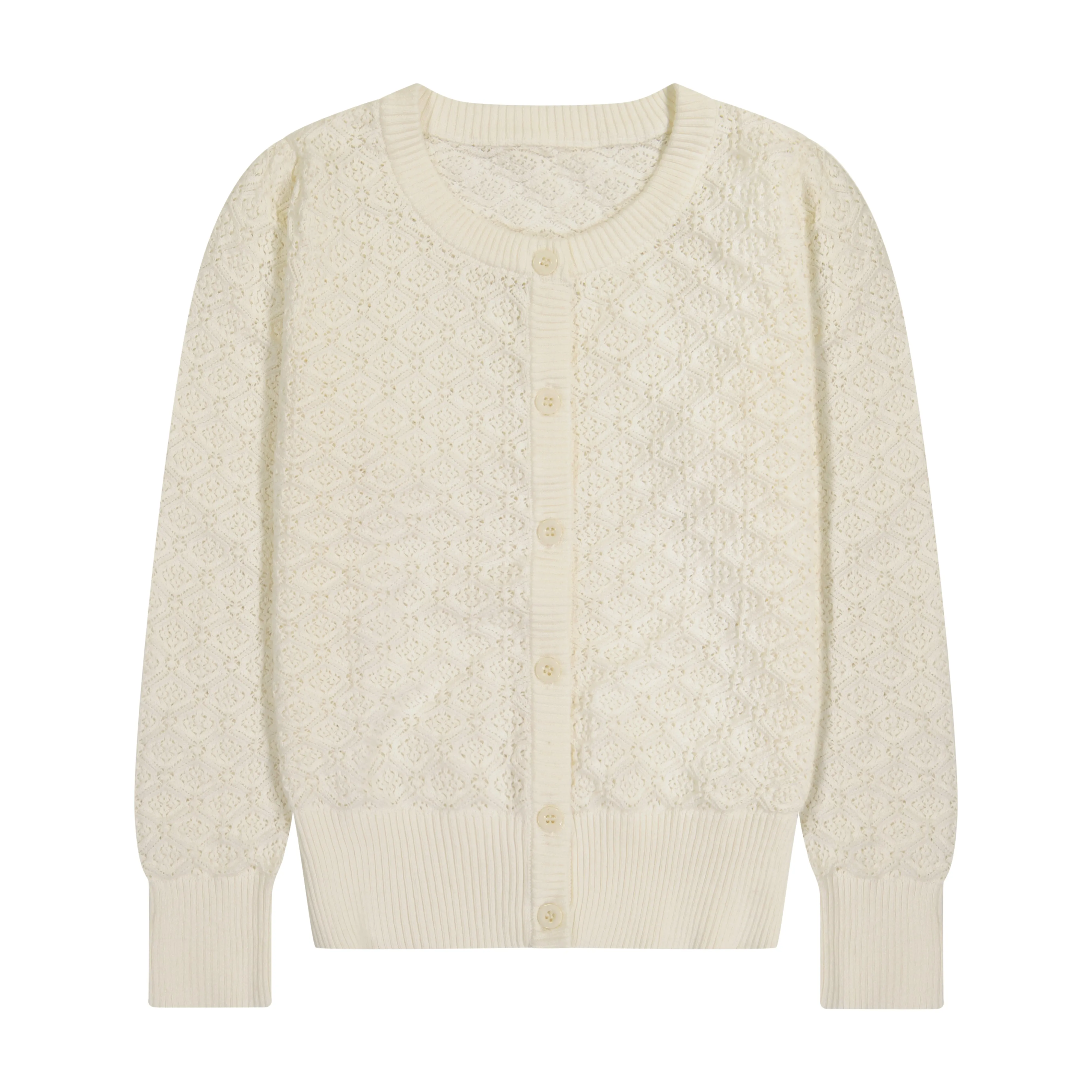 Mia Classic Cotton Lace Cardigan Cream