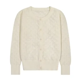 Mia Classic Cotton Lace Cardigan Cream