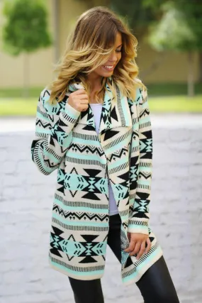 Mint Aztec Cardigan