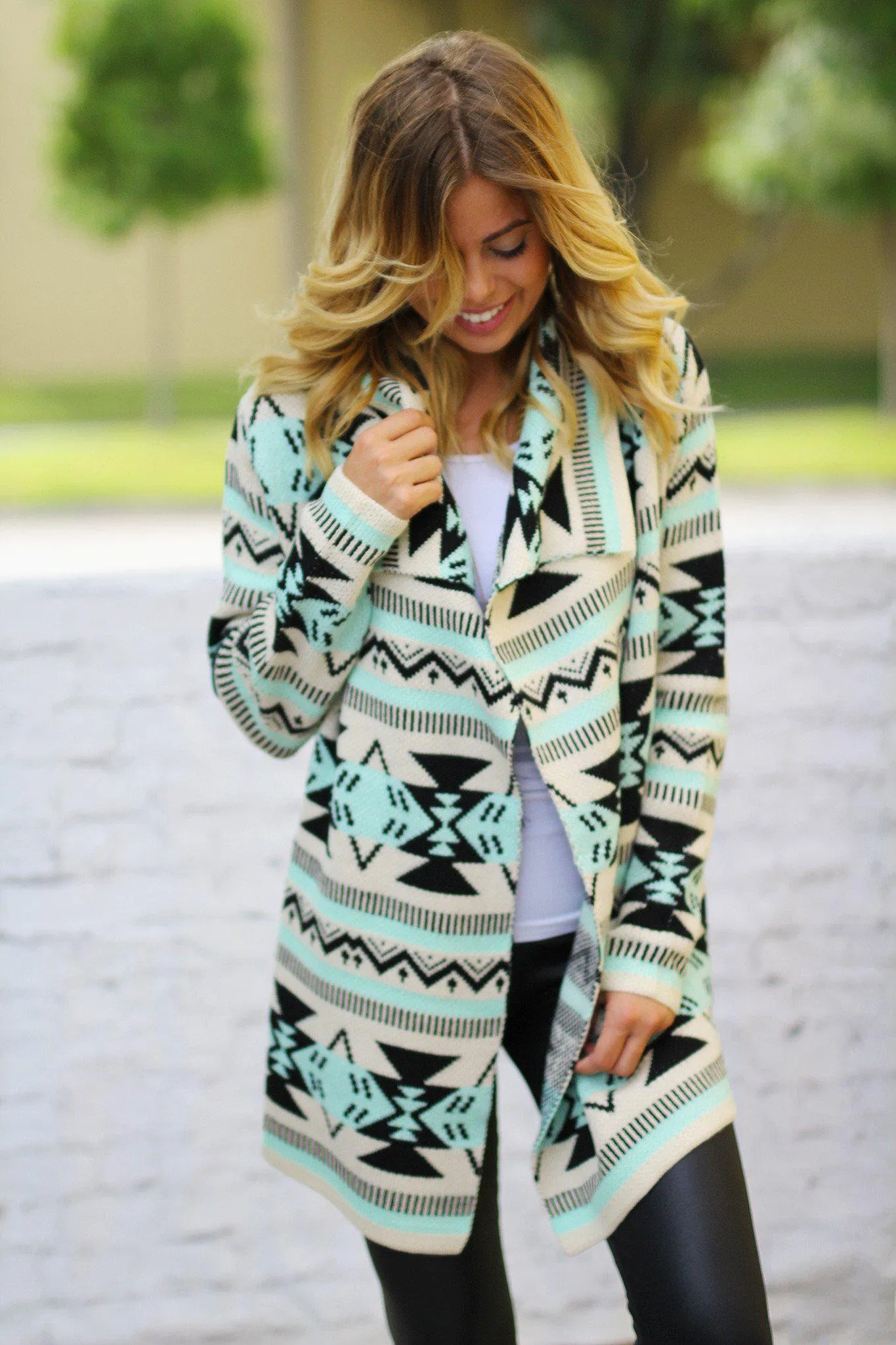 Mint Aztec Cardigan