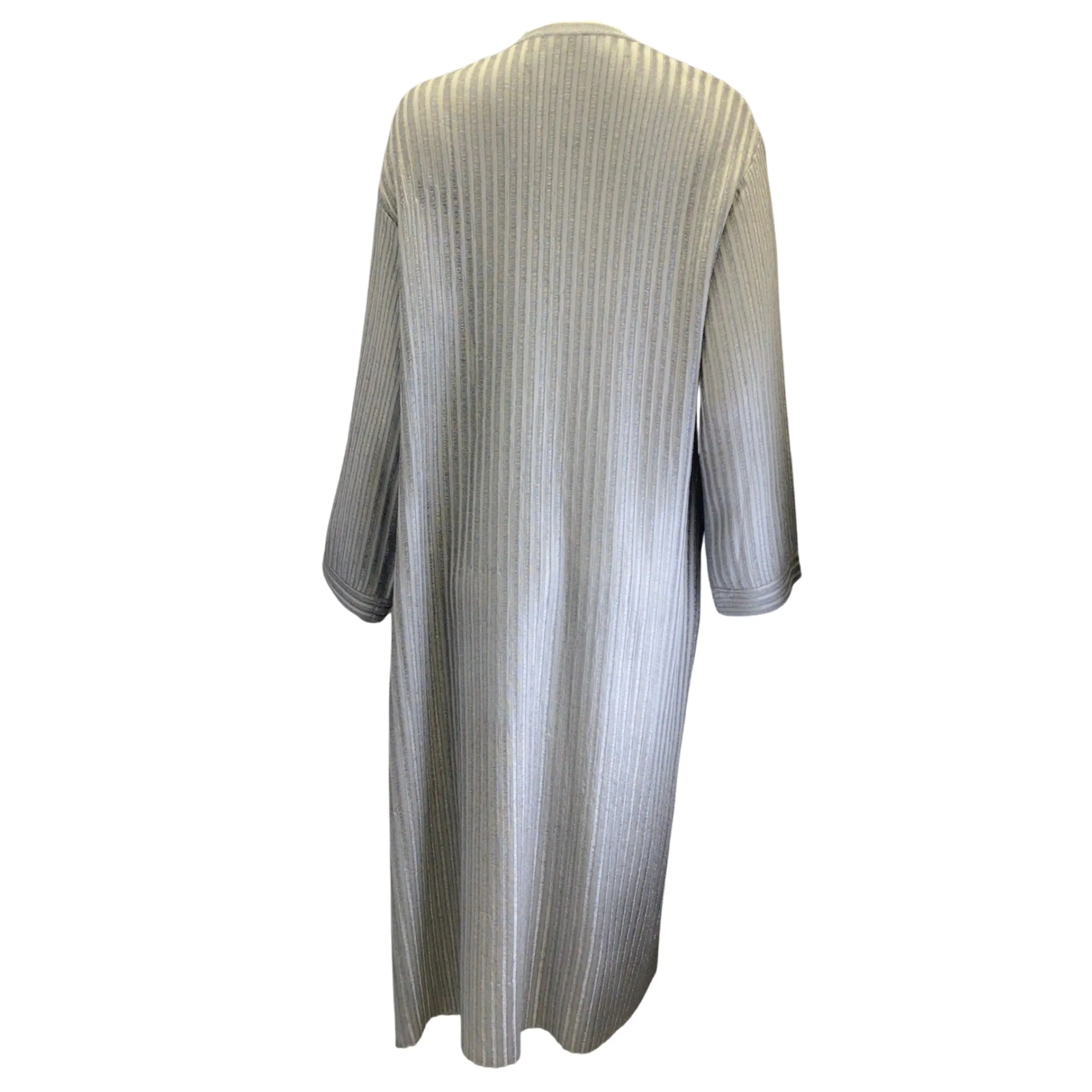 Missoni Silver Metallic Long Sleeved Open Front Knit Long Cardigan Sweater