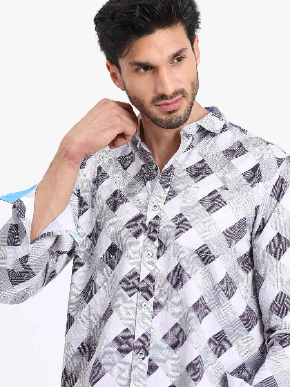 Monochrome Fun Printed Full Sleeve Shirt