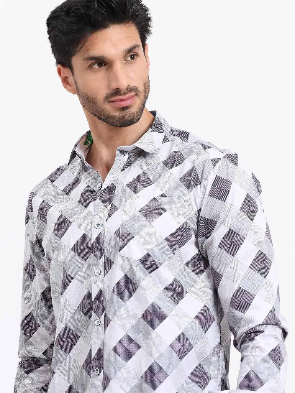 Monochrome Fun Printed Full Sleeve Shirt