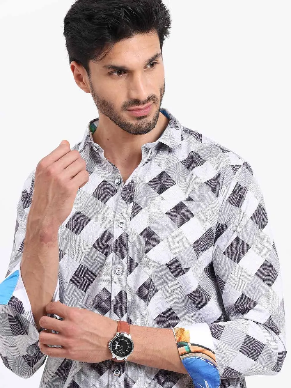 Monochrome Fun Printed Full Sleeve Shirt