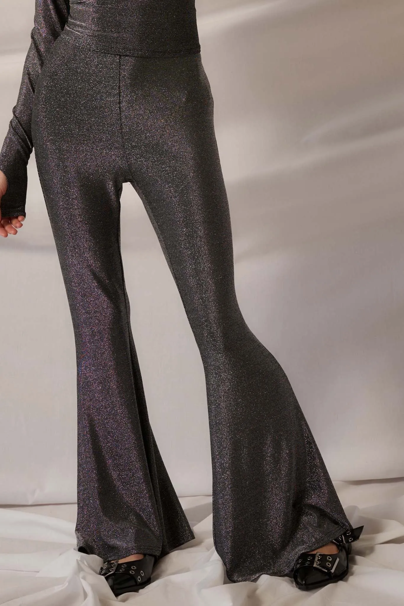 Moonage Daydream Metallic Knit Flare Pants