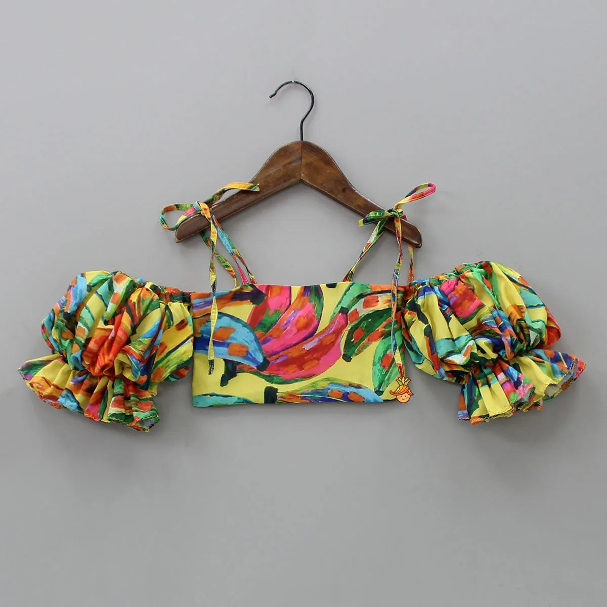 Multicolour Smocked Back Top With Elasticated Skirt And Head Band