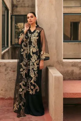 Natasha Kamal - Black Net Shirt and Silk Pants with Net Dupatta - 3 Pieces