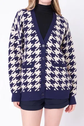 Navy Houndstooth Cardi - FINAL SALE