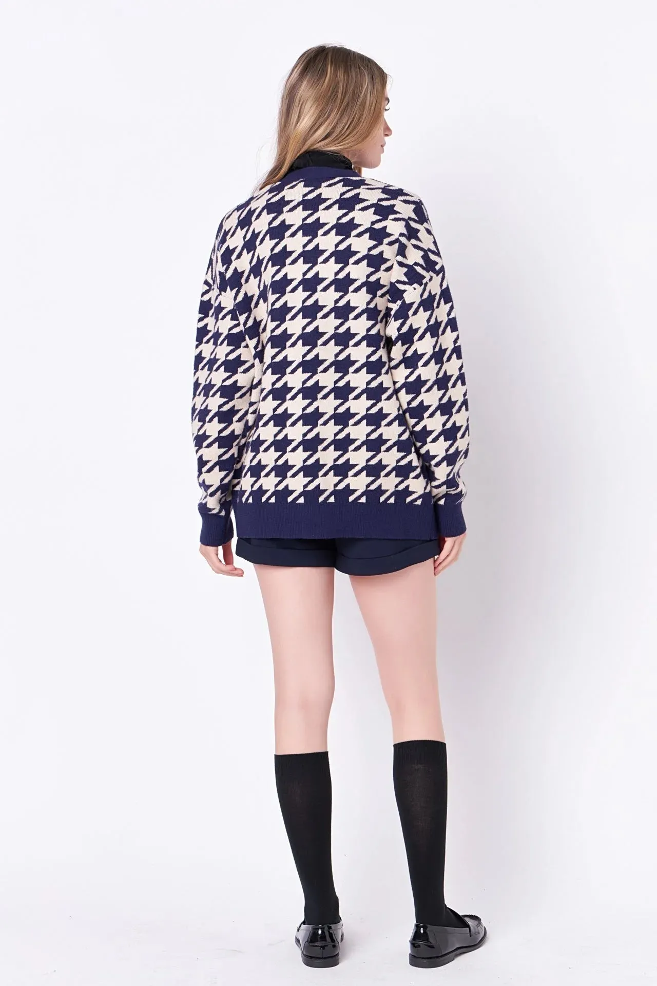 Navy Houndstooth Cardi - FINAL SALE