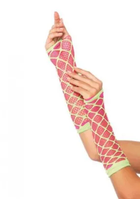 Neon Pink and Lime - Duel Net Arm Warmer - One Size