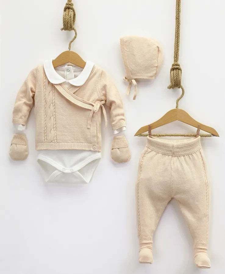 Nipperland | 4-Piece Knitted Cardigan Set Cream