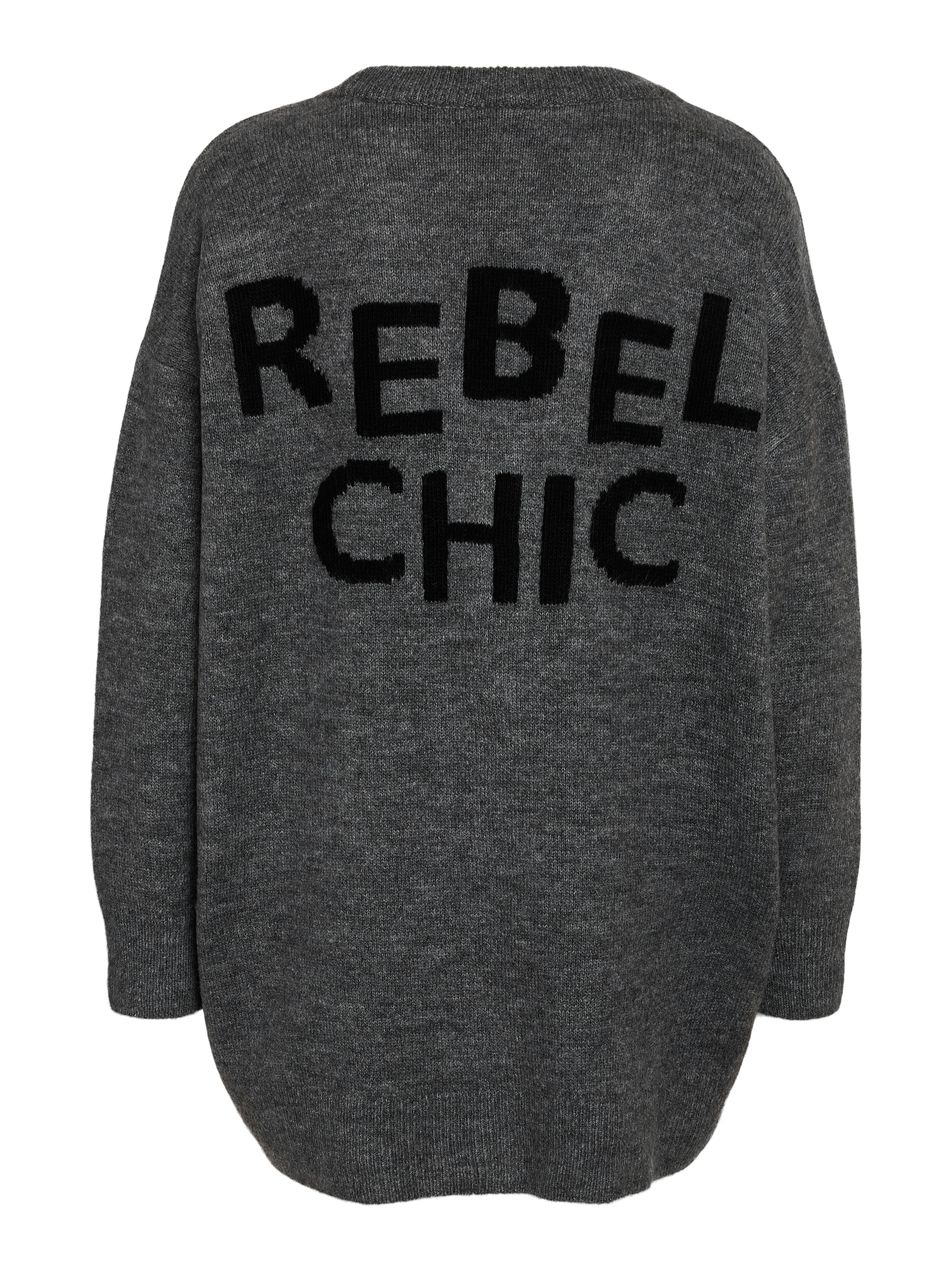 Noisy May - Charcoal Grey ‘Rebel Chic’ Jacquard Cardigan