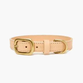 Nude Leather Dog Collar with Gold Buckle