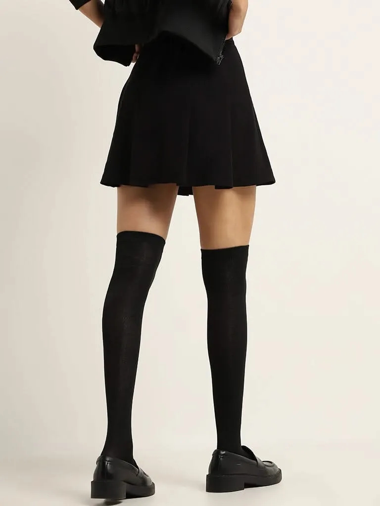 Nuon Black Plain Cotton Skirt