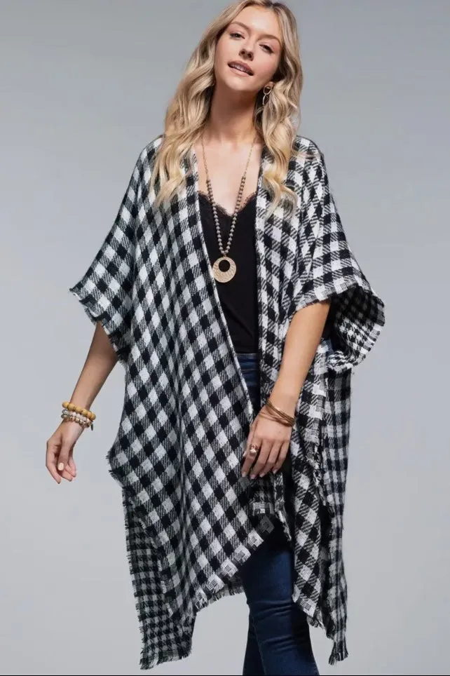 Outerwear - Reversible Buffalo Plaid Kimono