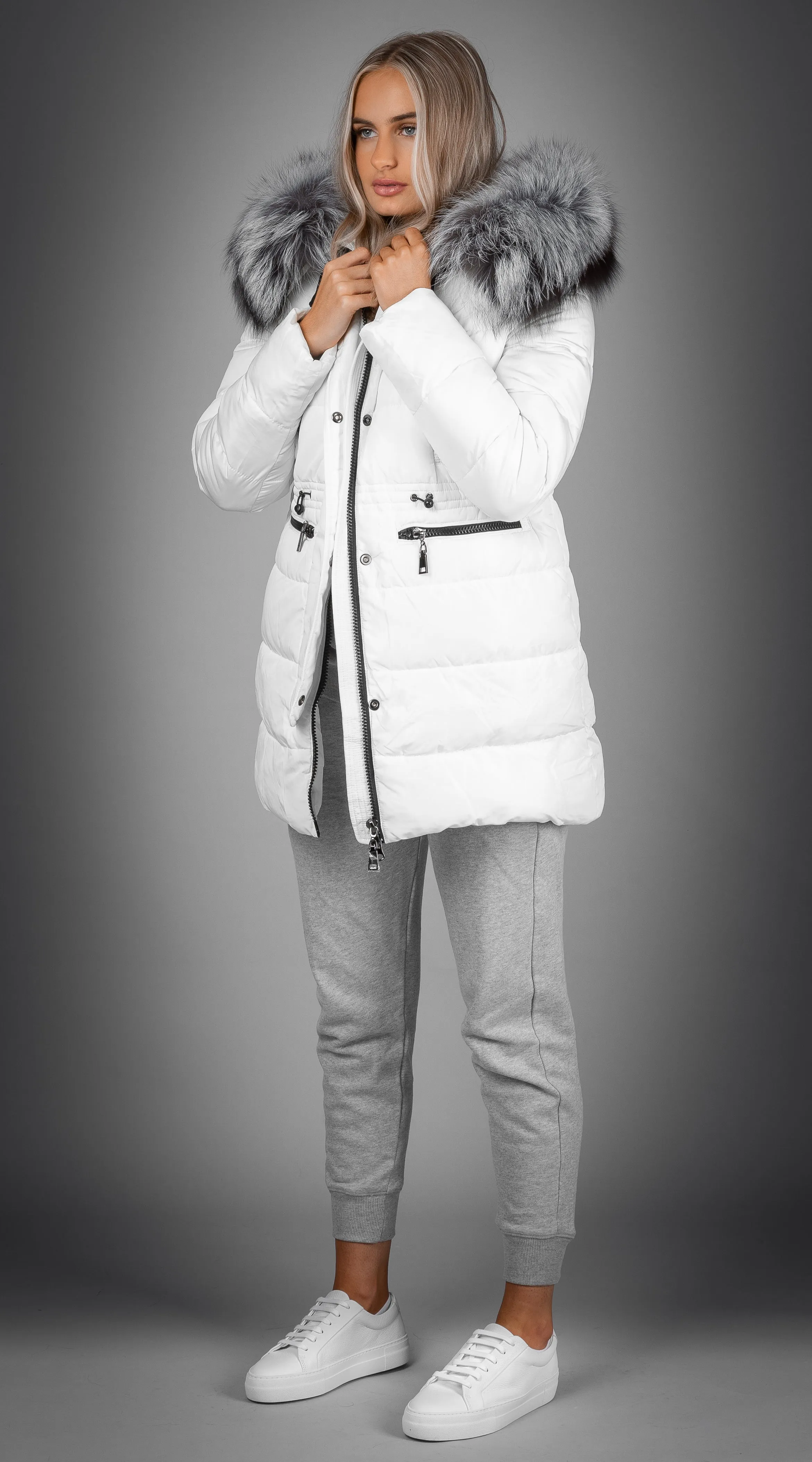 OUTLET Luxy Padded Jacket - White x Silver Mist