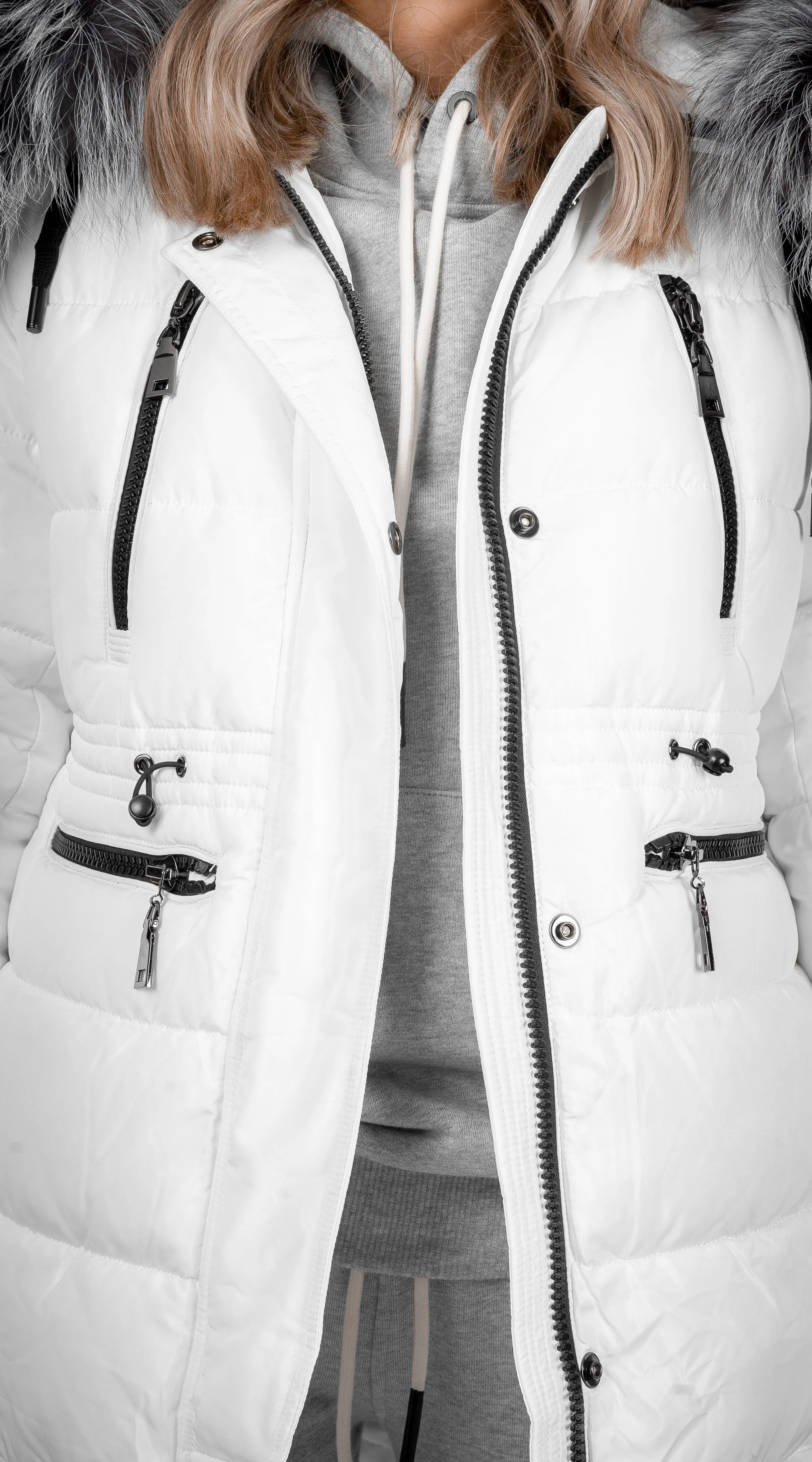 OUTLET Luxy Padded Jacket - White x Silver Mist