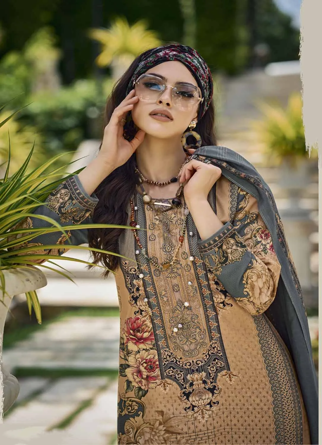 Pakistani Print Pashmina Unstitched Winter Suit Fabric for Ladies