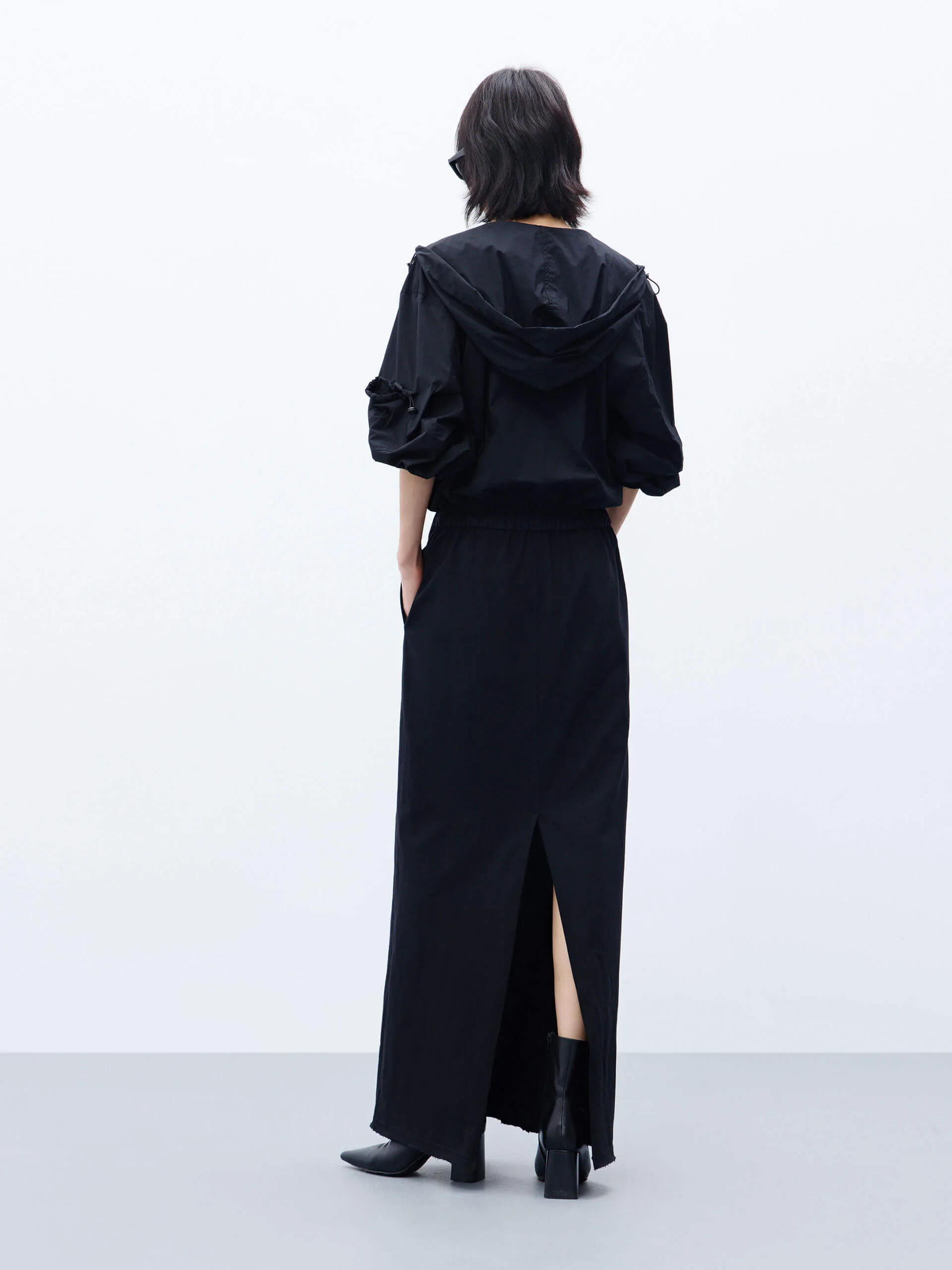 Paneled Hood Maxi Dress