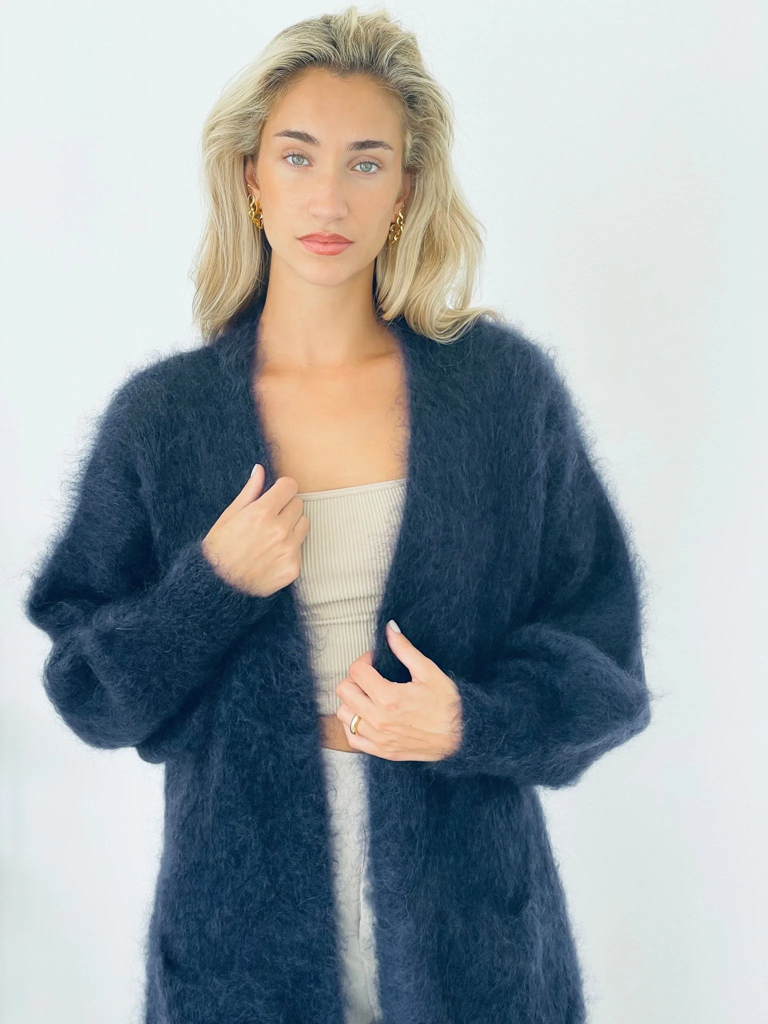 Paris Mohair Long Cardigan - Dark Blueberry