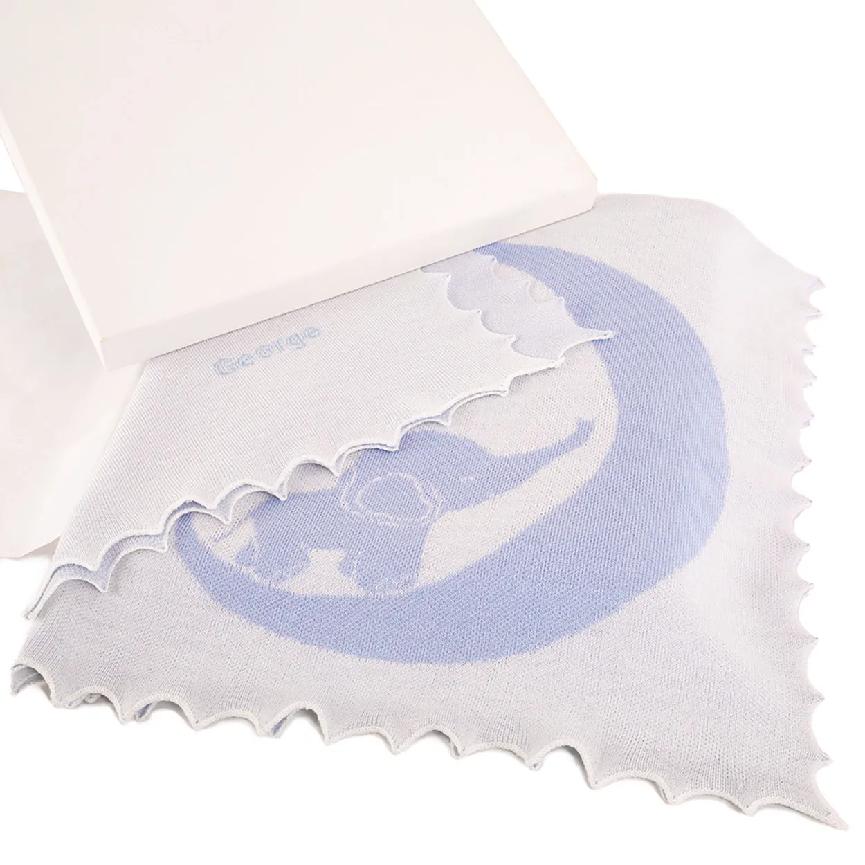 Personalised Baby Elephant Shawl - Blue