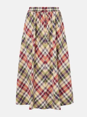 Plaid cotton maxi skirt