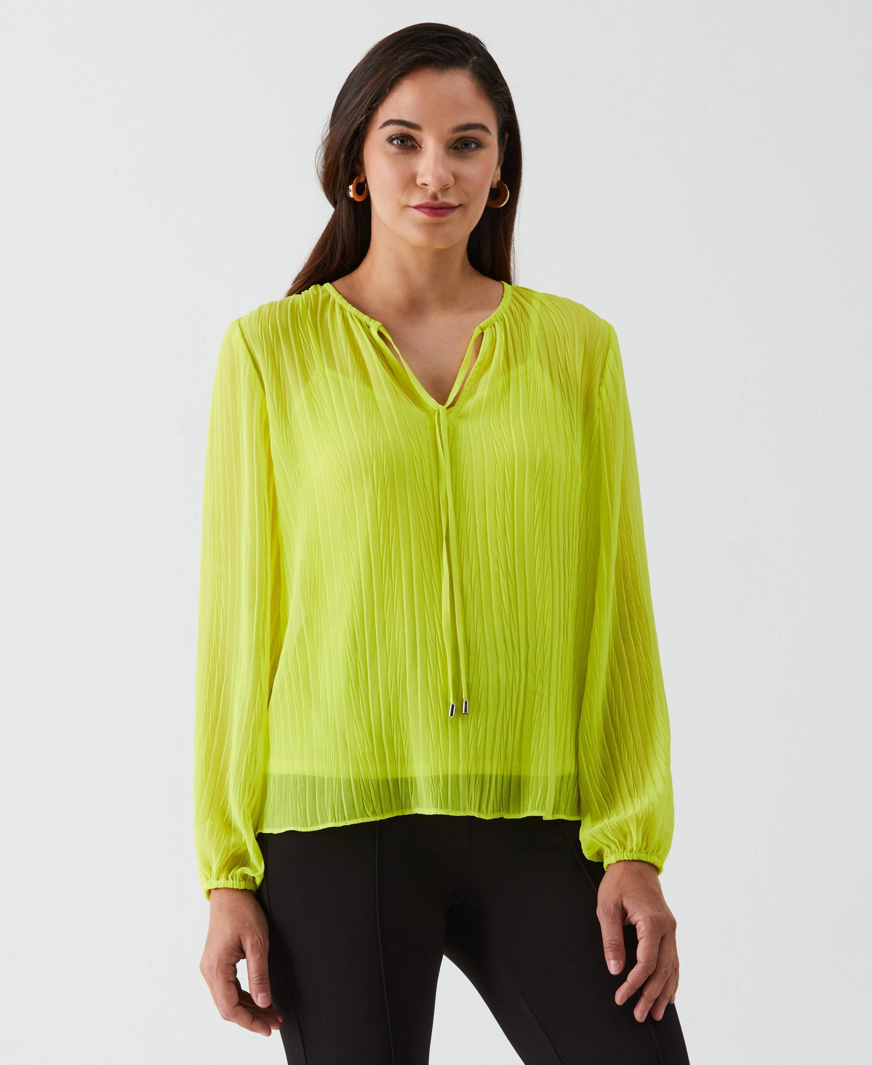 Pleated Balloon Sleeve Blouse