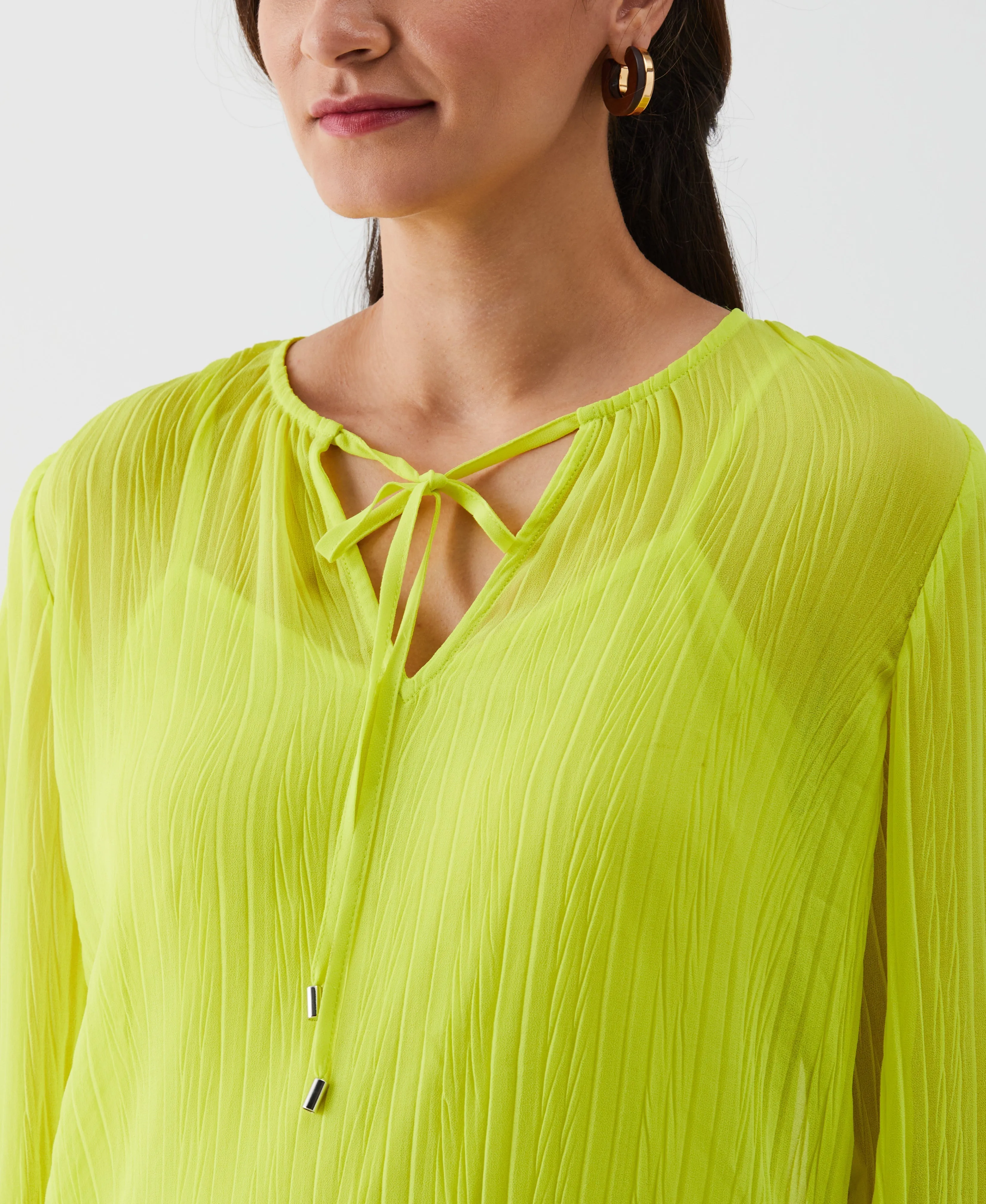 Pleated Balloon Sleeve Blouse