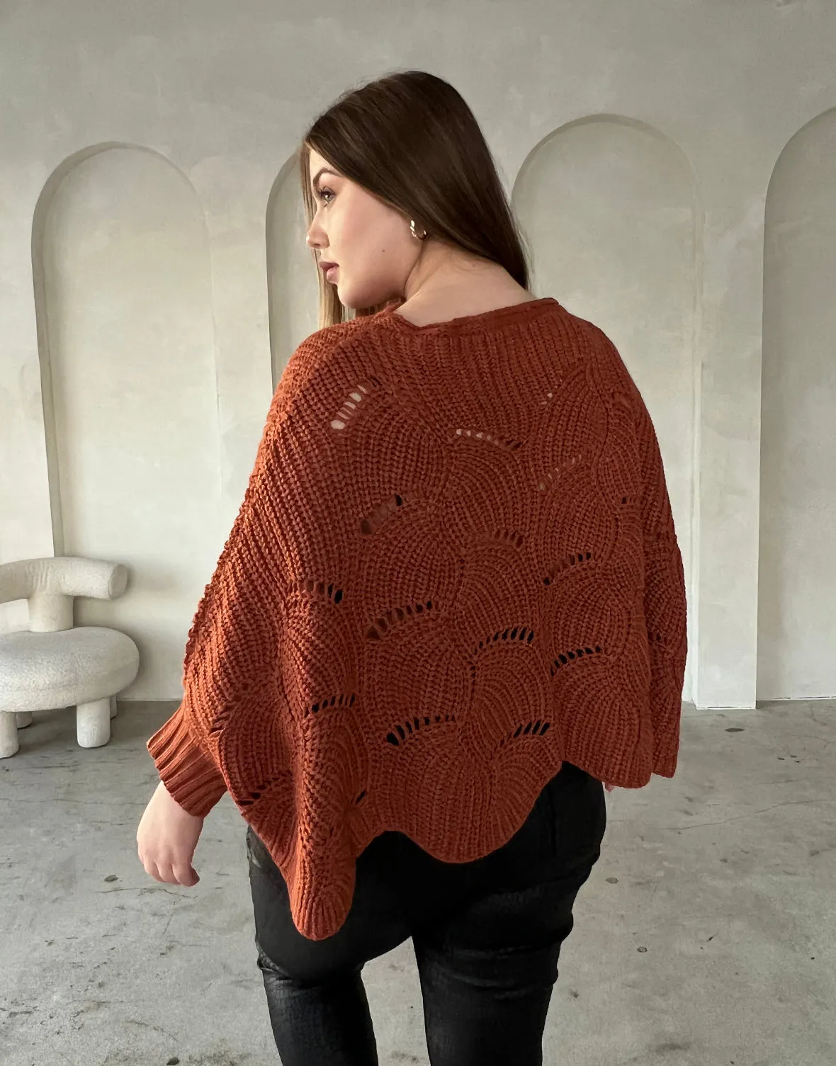 Plus Size Chunky Knit Poncho Sweater