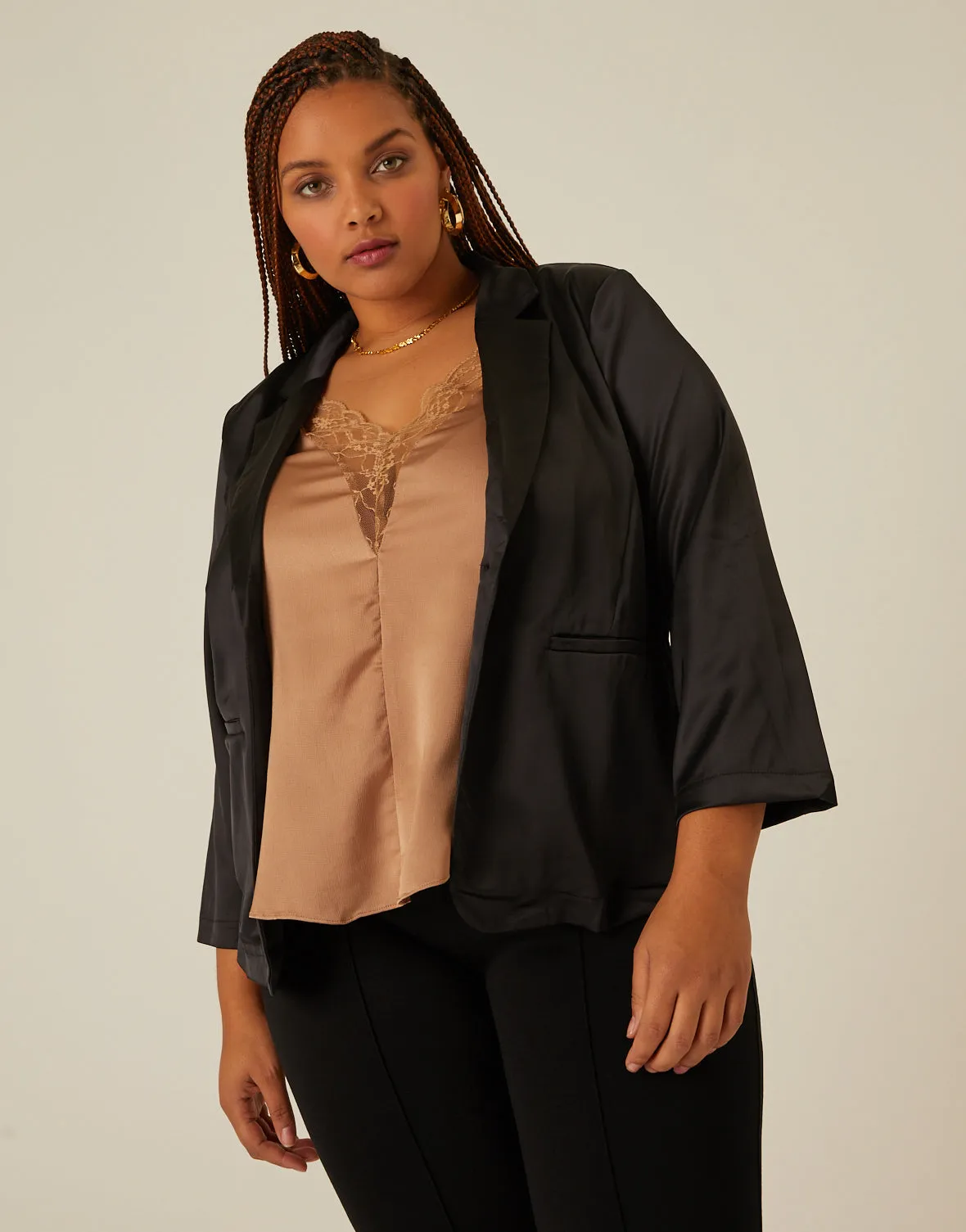 Plus Size Satin Blazer