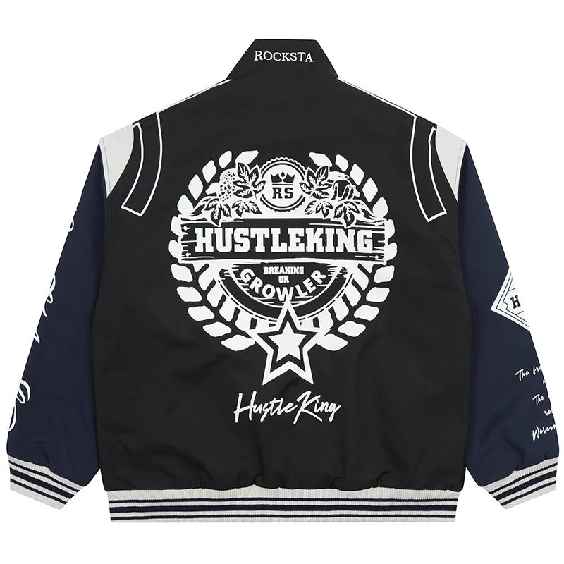 PopFlying Retro Winter Jacket Hustle King Badge