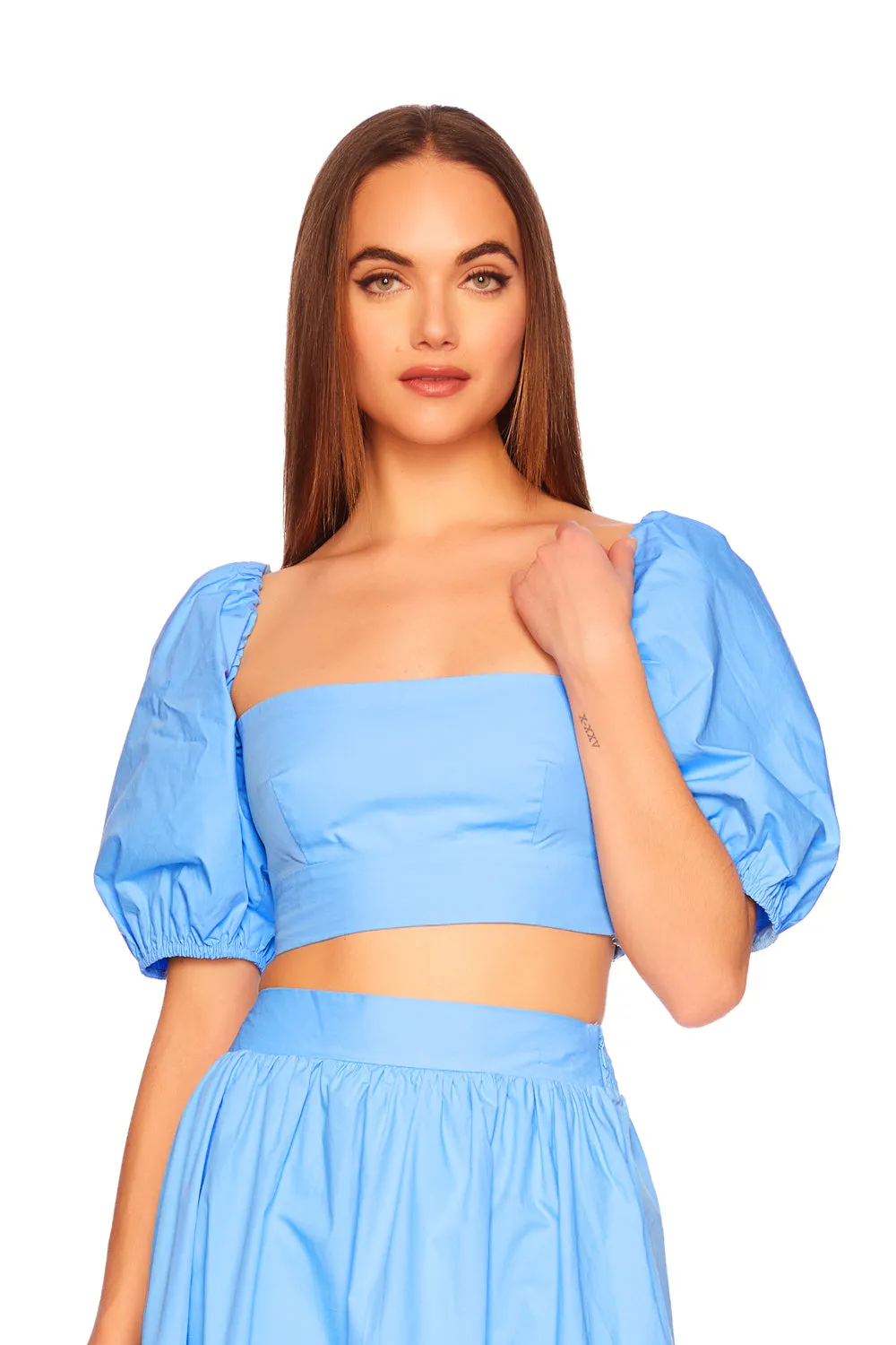 poplin puff sleeve top