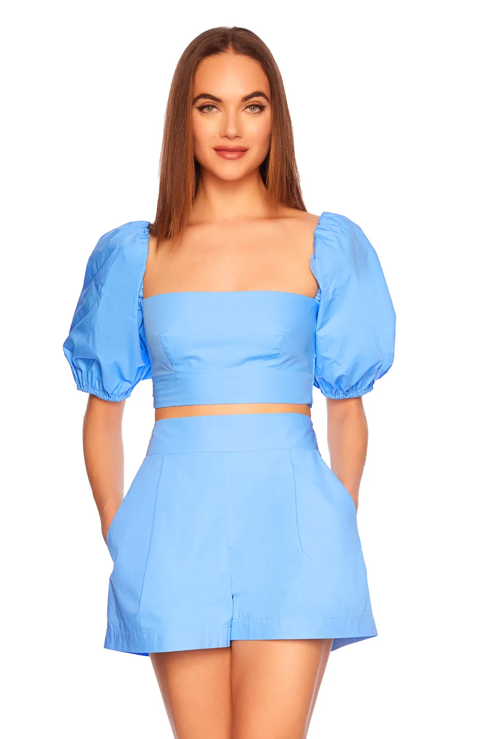 poplin puff sleeve top