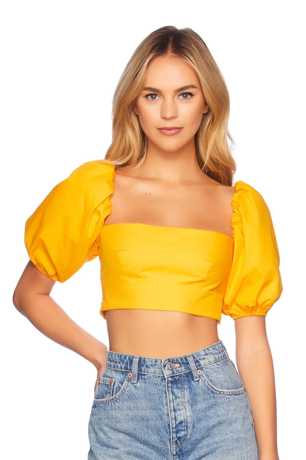 poplin puff sleeve top